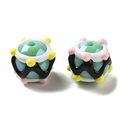 手描きのアクリルとエナメルビーズ  ミディアムアクアマリン  14.5~15.5x16.5~21.5x16~20mm  穴：2~2.8mm&nbsp;MACR-K354-38N