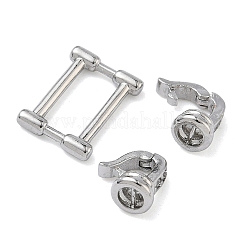 Прямоугольные латунные застежки с микропаве из прозрачных кубических цирконий&nbsp;KK-Z143-19P