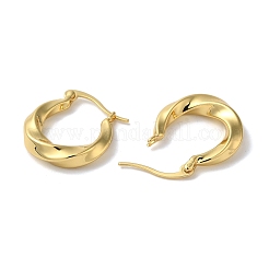 Orecchini a cerchio intrecciati in ottone placcato a cremagliera&nbsp;EJEW-L224-77G
