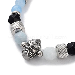 Натуральный смешанный драгоценный камень с 201 ожерельем из нержавеющей стали NJEW-Q334-01C