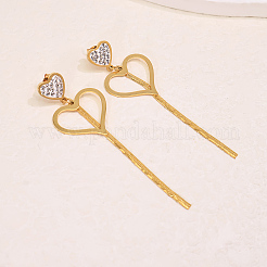Boucles d'oreilles pendantes en acier inoxydable 304 avec strass pour femmes&nbsp;DD2048