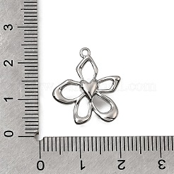 真鍮チャーム  ハートのチャームが付いた花  長持ちメッキ  切り取る  プラチナ  20x18x4mm  穴：1.2mm&nbsp;KK-A302-03P