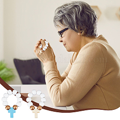 Украшение подвесками из деревянных бусин HJEW-OC00011