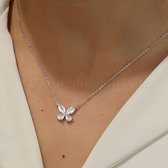 Элегантное серебряное колье с бабочкой и цирконом для женщин на отдых TG1092