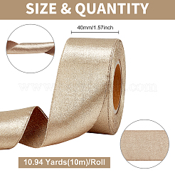 ポリエステルサテンリボン  ギフトアクセサリー用  フラット  シャンパンゴールド  1-5/8インチ（40mm）  約10.94ヤード（10m）/ロール&nbsp;OCOR-WH0068-12B