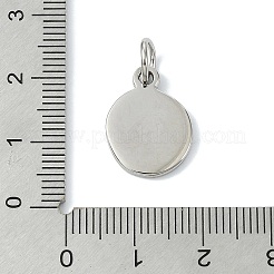 304ステンレススチールエナメルペンダント  ステンレス鋼色  ホワイト  フラットラウンドのチャーム  17x13x2mm  穴：5mm&nbsp;STAS-A145-01K-P