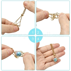 6 шт. подвеска-мешок в технике макраме из нержавеющей стали 304 двух цветов&nbsp;HJEW-YW00203