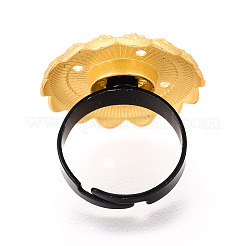 調整可能な花の合金と鉄のベゼルカップリングベース、回転可能なトレイ付き  不安を和らげるリング作りのためのラウンドパッドリングセッティング  ゴールドカラー  25mm  17mm  トレイのサイズ：16mm&nbsp;MAK-T012-06G