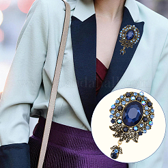 Broche rétro en alliage et strass en forme de larme (1 pièce) pour femme&nbsp;JEWB-SP0001-17B