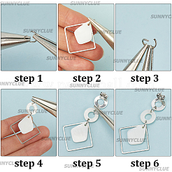 Набор для самостоятельного изготовления подвесных сережек из натуральных ракушек в виде звезд и цветов DIY-SC0025-13