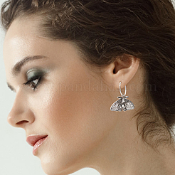 2 пара серег-колец и застежек-русалочек из цинкового сплава в 2 стилях в виде мотыльков и бабочек EJEW-AN0002-64