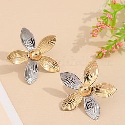 女性用合金スタッドピアス  花  ゴールデン·ステンレス鋼色  43x44mm&nbsp;WGEEE1B-01