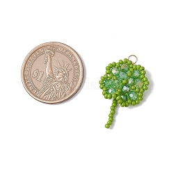 Подвески из стеклянных бусин ручной работы в виде клевера&nbsp;PALLOY-MZ00793-01