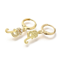 Серьги-кольца из латуни с прозрачным фианитом EJEW-M045-01P