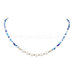 ボヘミアンガラスビーズとシェルパールビーズネックレス  ミックスカラー  16.65インチ（42.3cm）&nbsp;NJEW-JN04975