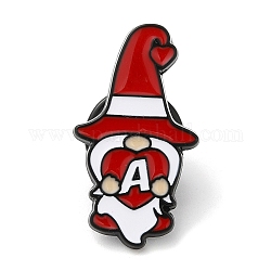 Nain/gnome de Noël avec épingles en émail coeur pour femme, Broche en alliage noir d'électrophorèse pour vêtements de sac à dos, lettre a, 25x14x1.5mm