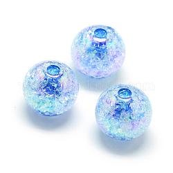 Knistern Stil Acryl Perlen, ab Farbe, Innenfarbe, Runde, Verdeck blau, 20 mm, Bohrung: 2.5 mm, ca. 110 Stk. / 500 g
