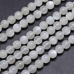 Natürliche weiße mondstein runde perlenstränge, Klasse AA, 6 mm, Bohrung: 1 mm, ca. 62~66 Stk. / Strang, 15.5 Zoll