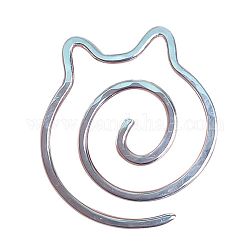 Ferro da maglia a spirale in acciaio inossidabile, spilla da scialle, gatto, colore acciaio inossidabile, 5cm