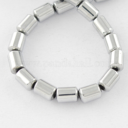 Non-magnetic Synthetic Hematite Beads Strands, Grade A, Column, Platinum Plated, 5x4x4mm, Hole: 1mm