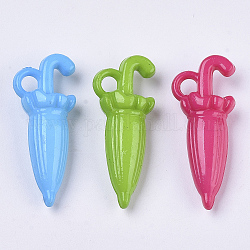 Pendentifs acryliques opaques, parapluie, couleur mixte, 31x12.5x8.5mm, Trou: 3mm