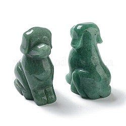 Figurines de chien de guérison sculptées en aventurine verte naturelle, Décorations d'affichage en pierre d'énergie reiki, 23~25x38.5~41x51.5~53.5mm