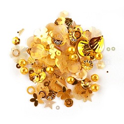 プラスチックスパンコールビーズ  スパンコールビーズ  混合図形  ゴールド  4~19x4~13x0.1mm  穴：1~3.9mm