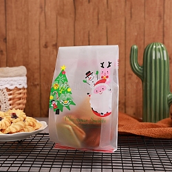 Sacchetto di plastica, borsa da trattare, tema natale, accessori da forno, per mini torta, Cupcake, imballaggio dei biscotti, esclusi gli adesivi, albero di Natale modello, 85x60x220mm, 50pcs/scatola