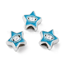Ccb-Kunststoffperlen aus Europa, Großloch perlen, Stern mit bösen Augen, Deep-Sky-blau, 11.5x12.5x7.5 mm, Bohrung: 5 mm