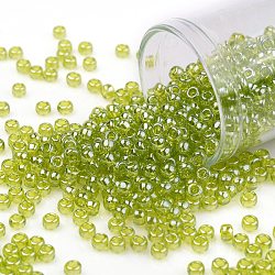 Toho perles de rocaille rondes, Perles de rocaille japonais, (105) lustre transparent citron-lime, 8/0, 3mm, Trou: 1mm, environ 10000 pcs / livre