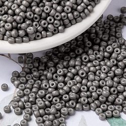 Miyuki runde Rocailles Perlen, japanische Saatperlen, 8/0, (rr2317) matt opak grau, 3 mm, Bohrung: 1 mm, ca. 422~455 Stk. / 10 g