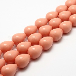 Synthetic Turquoise Beads Strands, Dyed, Teardrop, Light Salmon, 20x15mm, Hole: 1mm, about 19pcs/strand, 15.7inch