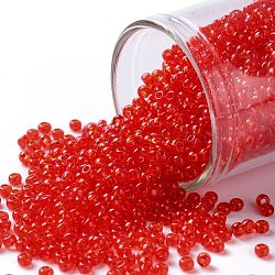 Toho perles de rocaille rondes, Perles de rocaille japonais, (5) rubis siam clair transparent, 11/0, 2.2mm, Trou: 0.8mm, environ 5555 pcs/50 g