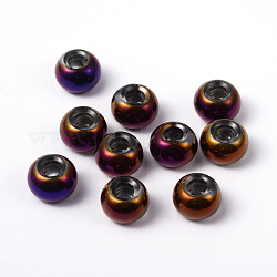 Glass European Beads, Large Hole Beads, Rondelle, Indigo, 15x10mm, Hole: 5~6.4mm