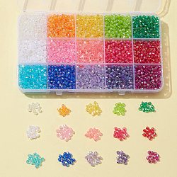 4200 pièces 15 couleurs bicône ab couleur plaqué perles acryliques transparentes écologiques, couleur mixte, 4x4mm, Trou: 1mm, 280 pcs / couleur