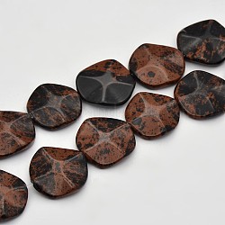 Vague plats ronds acajou naturel obsidienne perles brins, 30x6mm, Trou: 1mm, Environ 13 pcs/chapelet, 16.1 pouce