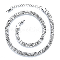 304 collier chaînes maille acier inoxydable pour homme femme, couleur inoxydable, 15.75 pouce (40 cm)