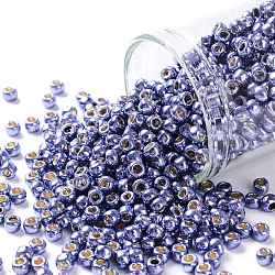 Toho perles de rocaille rondes, Perles de rocaille japonais, (pf567) permafinish violet métallisé, 8/0, 3mm, Trou: 1mm, à propos 222pcs / bouteille, 10 g / bouteille