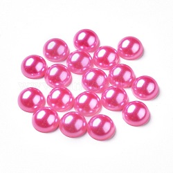 ABS Kunststoffimitation Perle Cabochons, Halbrund, neon rosa , 12x6 mm