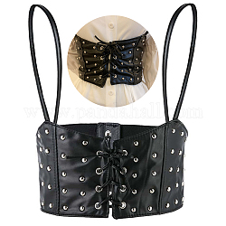 Arnés de cinturón de cuero PU de 1 pieza wadorn, bajo busto gótico, corsé estilo punk para mujer, negro, 32-5/8 pulgada (83 cm)