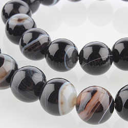 Natürlichen Edelstein Achat runde Perle Stränge, gefärbt, Schwarz, 10 mm, Bohrung: 1 mm, ca. 38 Stk. / Strang, 14.96 Zoll