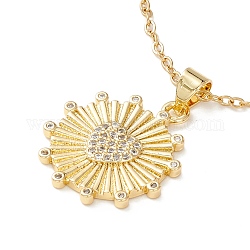 Soleil de zircone cubique clair avec collier pendentif coeur, 304 bijoux en acier inoxydable pour femme, or, 17.72 pouce (45 cm)