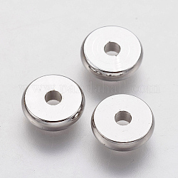 Brass Spacer Beads, Real Platinum Plated, Donut, 8x2mm, Hole: 2mm