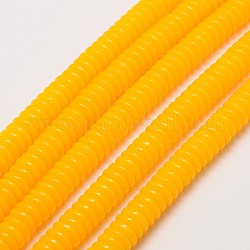 Abalorios de imitación de color ámbar heishi resina hebras, disco / plano y redondo, naranja, 8x2mm, agujero: 2 mm, aproximamente 180~183 pcs / cadena, 15~15.5 pulgada
