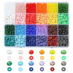 DIY Bead Jewelry Making Finding Kit, Including Glass Rondelle & Polymer Clay Disc Beads, Mixed Color, 6x1~5mm, Hole: 1~2mm, 2820Pcs/box