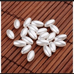 Perle di perle imitazione plastica abs, ovale, bianco, 8x4mm, Foro: 1 mm, su 5500pcs / ponud