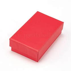 Colgante de joyería de cartón / cajas de pendientes, 2 ranuras, con esponja negra, para embalaje de regalo de joyería, rojo, 8.4x5.1x2.5 cm