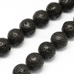 Fili di perle di pietra lavica naturale, tondo, 12mm, Foro: 1.2 mm, circa 32pcs/filo