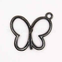 Alloy Pendants, Lead Free & Cadmium Free & Nickel Free, Butterfly, Gunmetal, 17.5mm long, 19.5mm wide, 1mm thick, hole: 1.5mm
