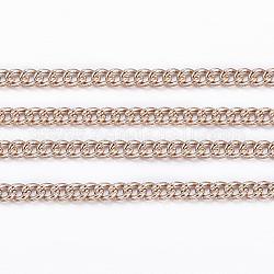 Placage ionique (ip) 304 chaînes torsadées en acier inoxydable, gourmettes, soudé, avec bobine, or rose, 1.2x1.1x0.3mm, environ 32.8 pied (10 m)/rouleau